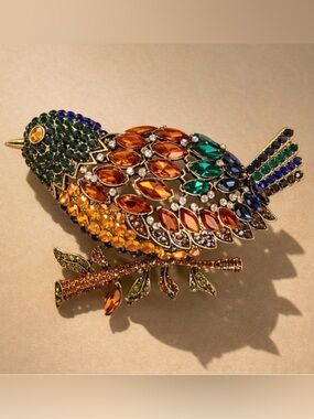 Bird Crystal Brooch – Multicolor Rhinestone Statement Pin